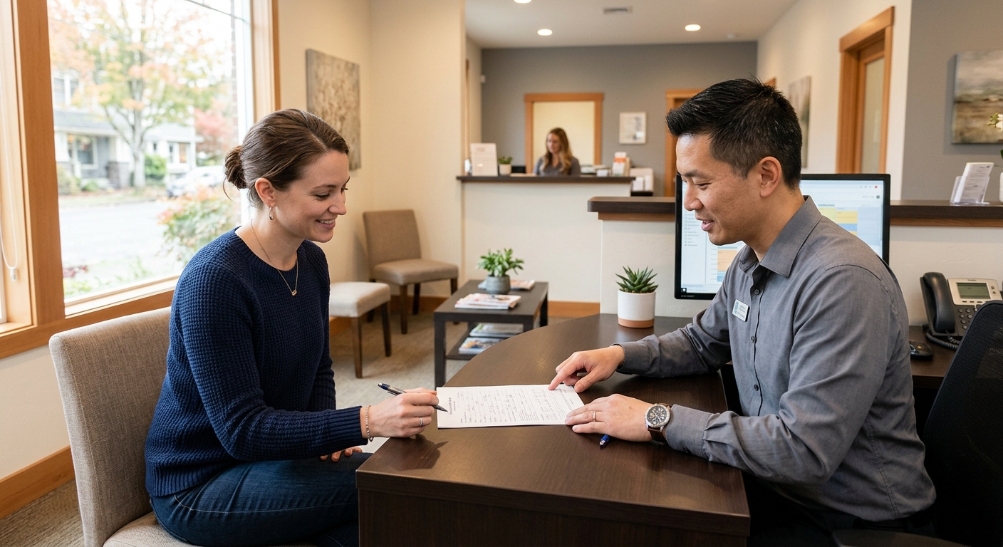 Patient receiving auto accident evaluation at a Portland chiropractic clinic