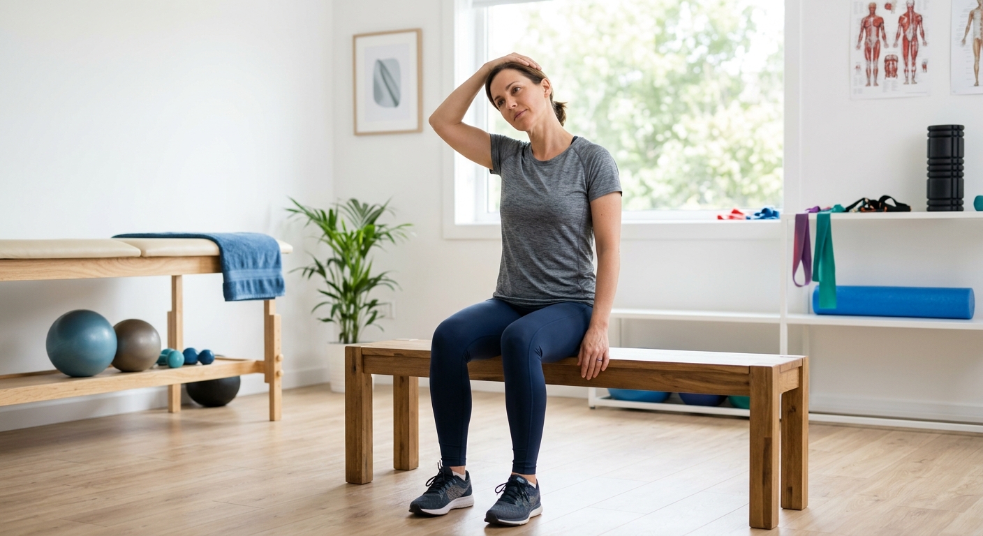 Patient doing neck rehabilitation exercises after a car accident in Portland