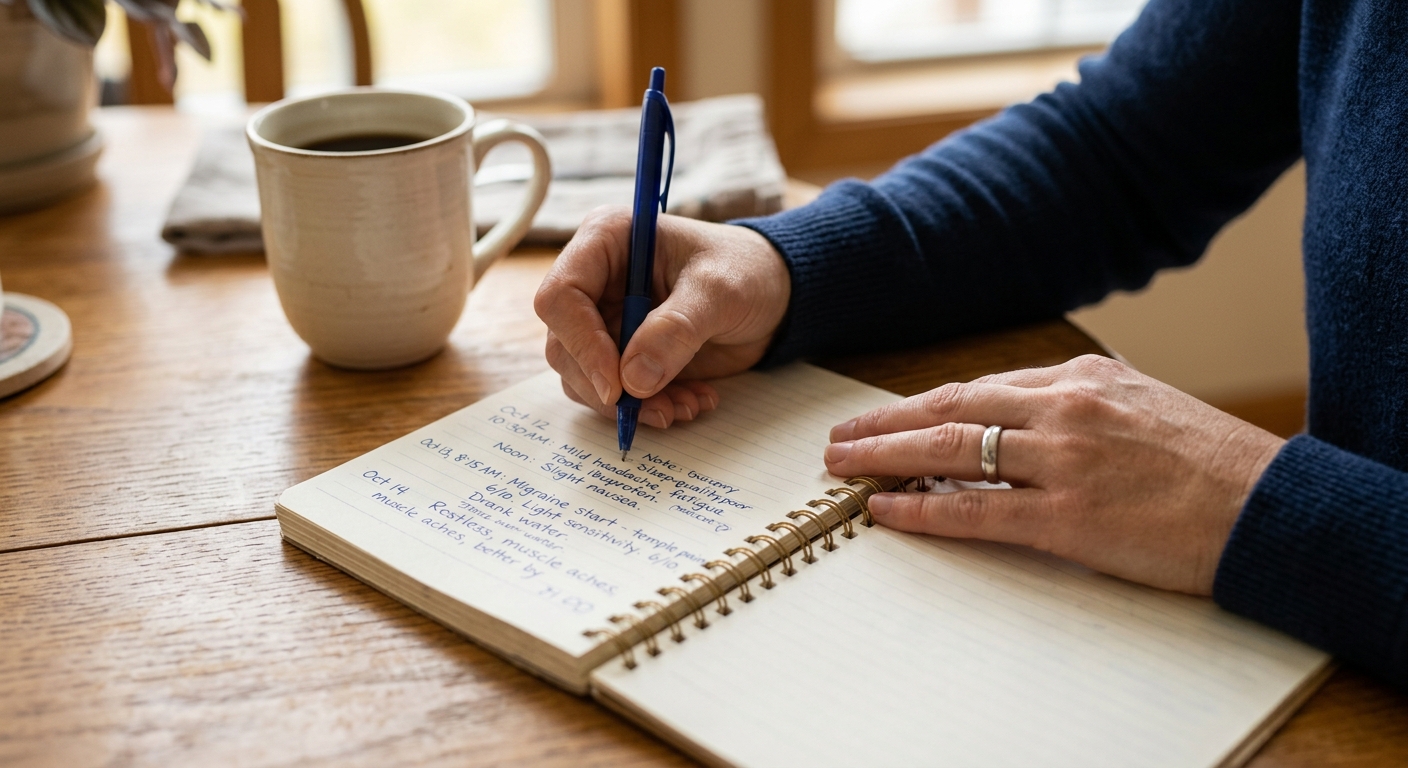 Portland MVA patient keeping a symptom journal between specialist appointments to support their personal injury claim